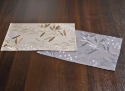 Discount BADER Bestickte Tisch- und Raumdekoration mit Gräser- und Blätter-Dessin BEIGE