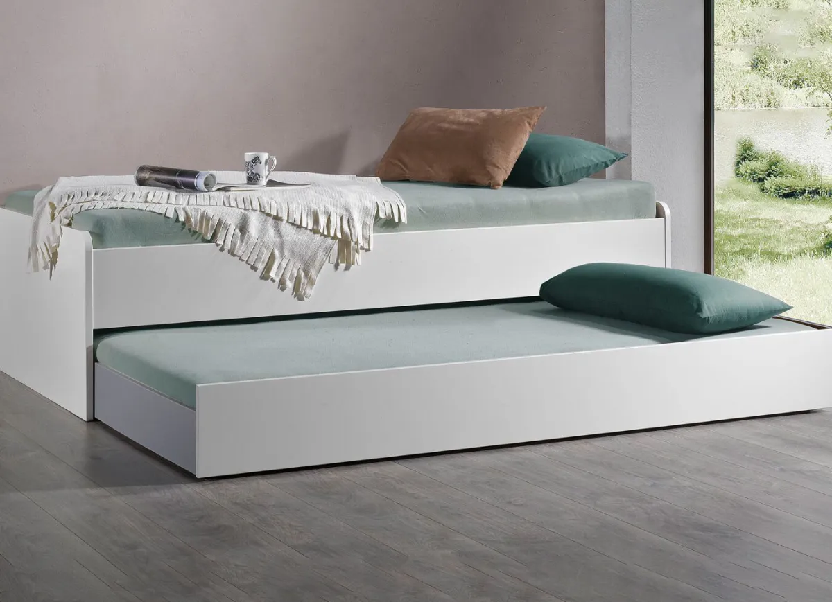 New BADER Bett mit 2 Schubladen WEISS