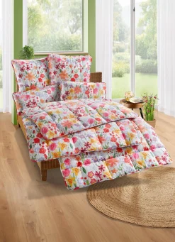 Outlet BADER Bettwaren-Set mit Blumen-Dessin, 2-teilig MULTICOLOR
