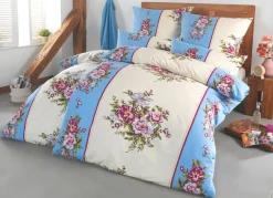 Discount FLORELLA Bettwäsche-Garnitur in Flausch-Biber-Qualität BLAU