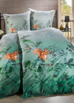 Discount ESTELLA Bettwäsche-Garnitur mit Eichhörnchen-Motiv TANNE