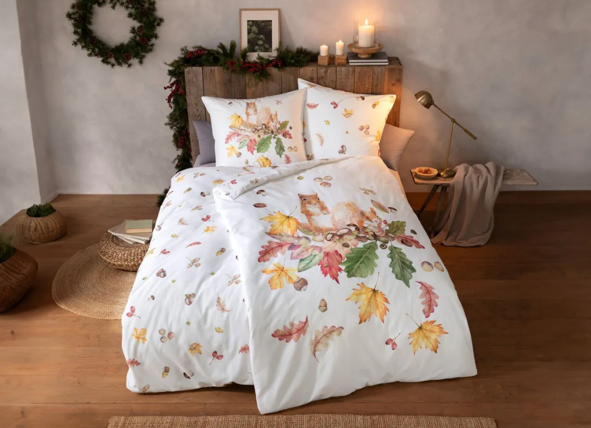 Sale ESTELLA Bettwäsche-Garnitur mit herbstlichen Motiven NATUR