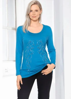 Clearance BADER Bezauberndes Shirt mit Plättchenzier in 2 Farben HIMMELBLAU