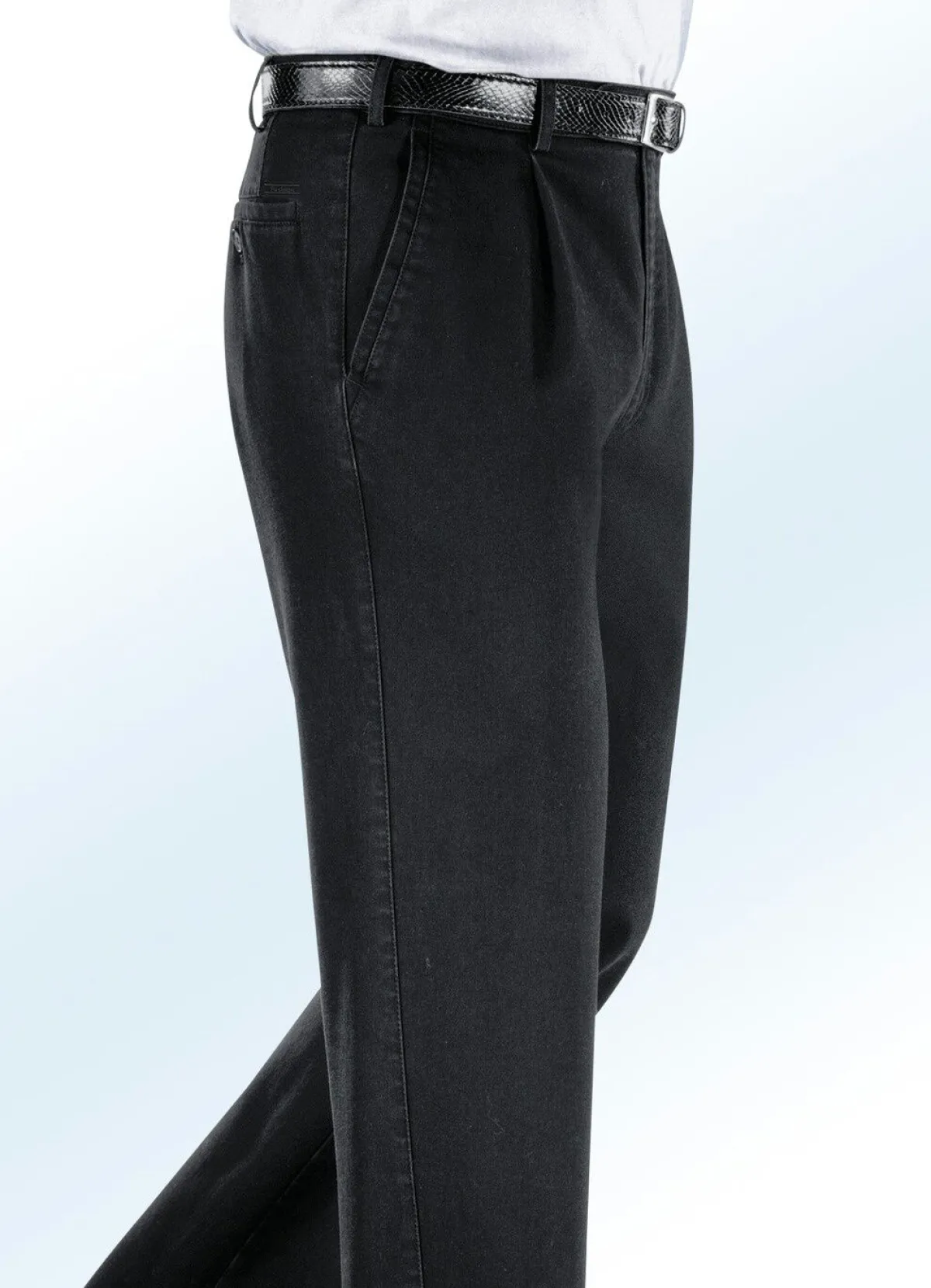 Sale BADER Bügelfreie Jeans mit Gürtel in 3 Farben SCHWARZ