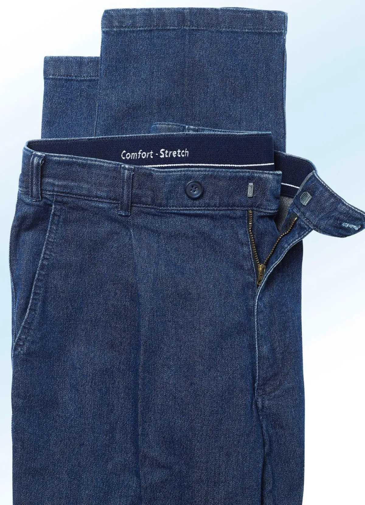 New BADER Bügelfreie Jeans mit Gürtel in 3 Farben JEANSBLAU