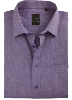 Outlet BADER Bügelleichtes "Milano Italy"-Hemd in 6 Farben AUBERGINE