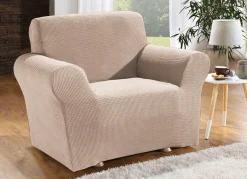 New BADER Bi-elastische Stretchbezüge aus 92% Baumwolle CREME