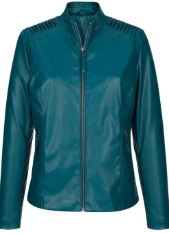 New BADER Blazer aus Lederimitat mit Biesenzier PETROL