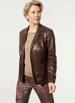 Discount BADER Blazer aus Nappaleder-Imitat SCHOKOBRAUN