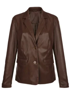 Discount BADER Blazer aus Nappaleder-Imitat SCHOKOBRAUN