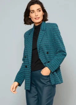 Clearance BADER Blazer mit interessantem Dessin PETROL-SCHWARZ
