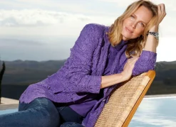 BADER Blazer mit floralem Spitzenbesatz LILA