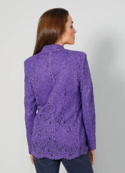 BADER Blazer mit floralem Spitzenbesatz LILA