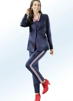 Clearance KLAUS MODELLE MADE IN GERMANY Blazer mit Glanzgarn-Streifenbesatz MARINE