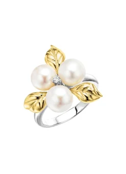 Best BADER Blühende Eleganz: Damenring mit Muschelkernperlen und synth. Zirkonia