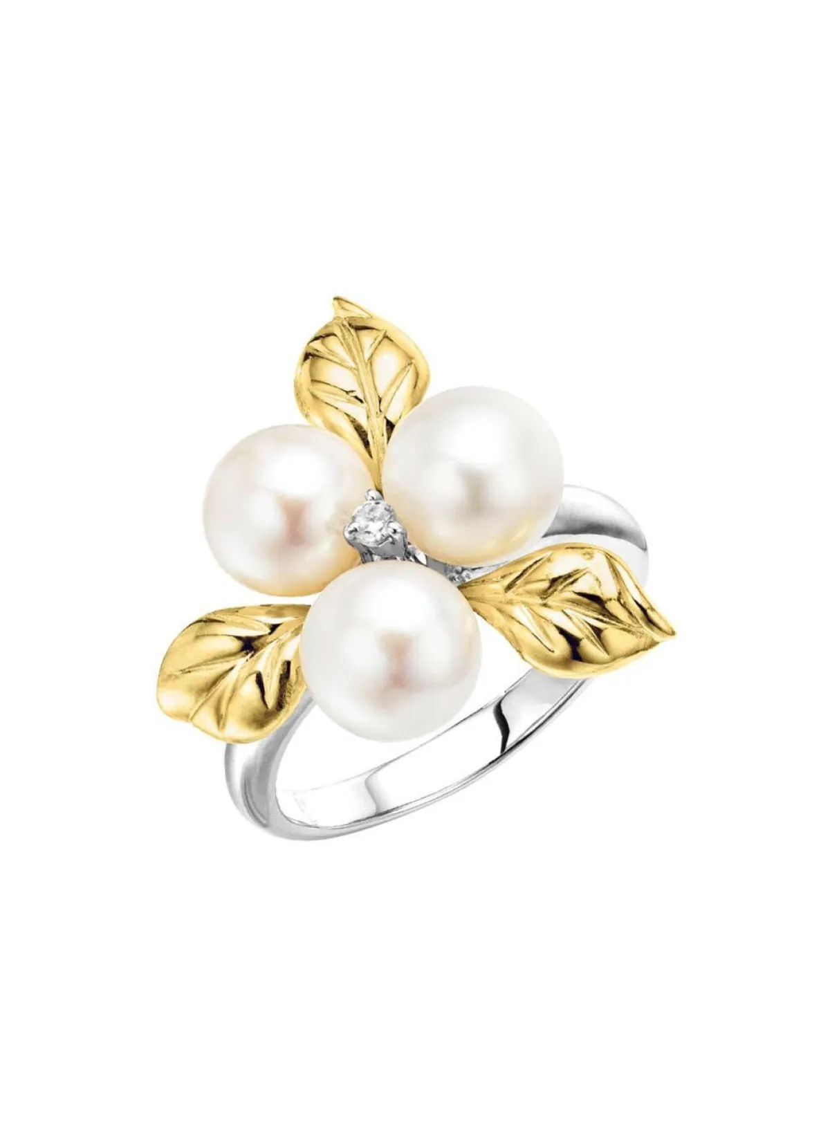 Best BADER Blühende Eleganz: Damenring mit Muschelkernperlen und synth. Zirkonia