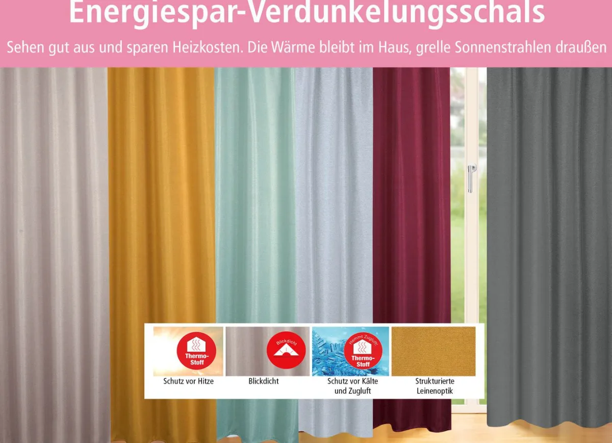 Sale BADER Blickdichter Verdunkelungsschal in strukturierter Leinenoptik CURRY