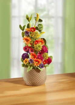 New BADER Blumen-Arrangement in Topf aus Keramik BUNT