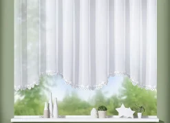 Clearance PLAUENER SPITZE Blumenfenster-Store aus echter WEISS