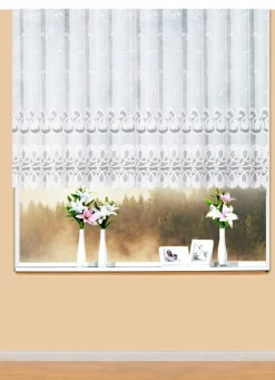 Hot Webana Blumenfenster-Store mit Automatikfaltenband WEISS