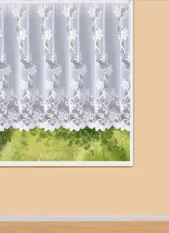 BADER Blumenfenster-Store mit Faltenband weiß