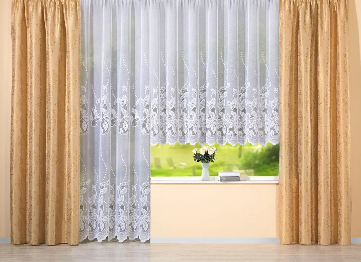 New BADER Blumenfenster-Store mit gebogtem Abschluss WEISS