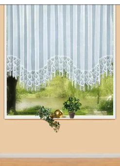 Best PLAUENER SPITZE Blumenfenster-Store mit WEISS