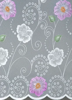 Clearance BADER Blumenfenster-Store mit Universalschienenband FLIEDER