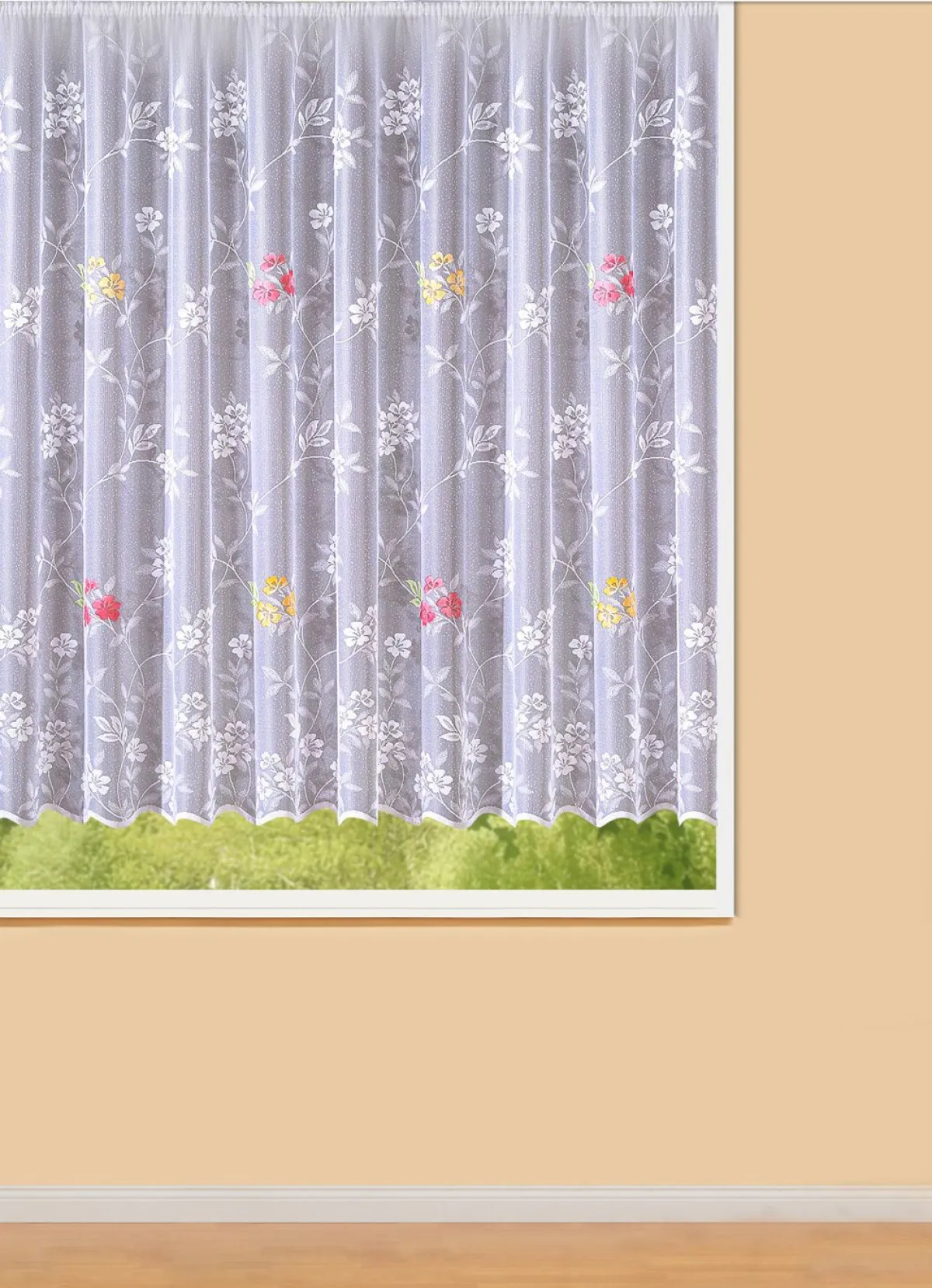Hot BADER Blumenfenster-Store mit Universalschienenband MULTICOLOR