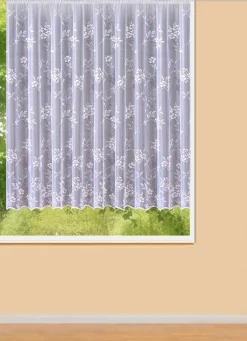 Hot BADER Blumenfenster-Store mit Universalschienenband WEISS