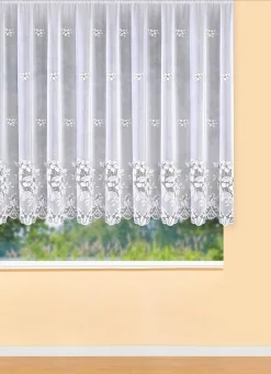 Hot BADER Blumenfenster-Store mit Universalschienenband WEISS-WEISS