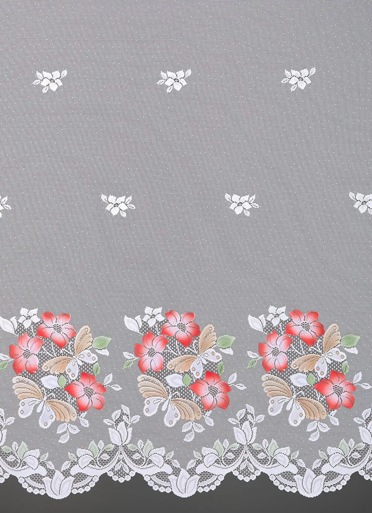 Hot BADER Blumenfenster-Store mit Universalschienenband WEISS-BUNT