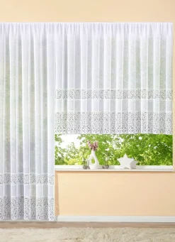 Clearance BADER Blumenfenster-Store mit Universalschienenband WEISS