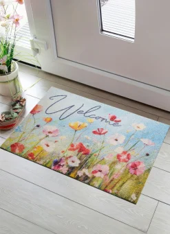 Outlet BADER Blumenreiche Fußmatte „Willkommen“ BUNT