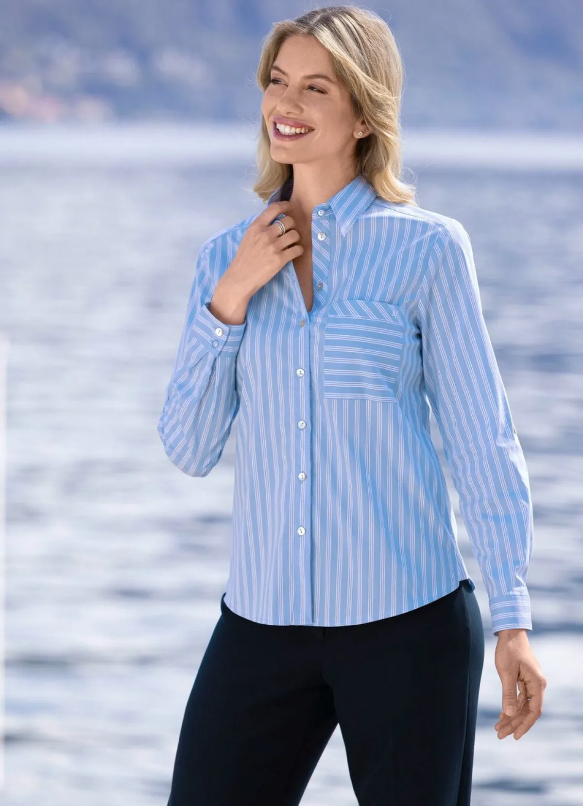 Best B/ANCA Bluse im Streifen-Dessin HELLBLAU-WEISS