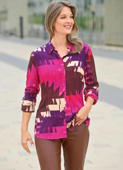Discount BADER Bluse mit farbbrillantem Druck FUCHSIA-LILA-SAND-BUNT