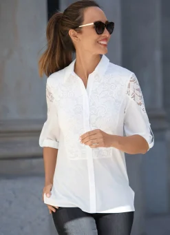 New BADER Bluse mit Hemdkragen ECRU