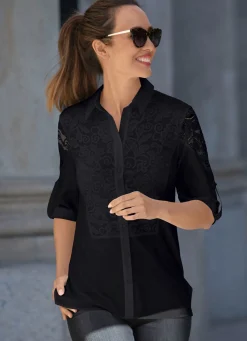 Clearance BADER Bluse mit Hemdkragen SCHWARZ