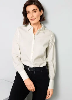 Hot BADER Bluse mit Hemdkragen ECRU