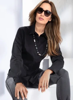 Hot BADER Bluse mit Hemdkragen SCHWARZ