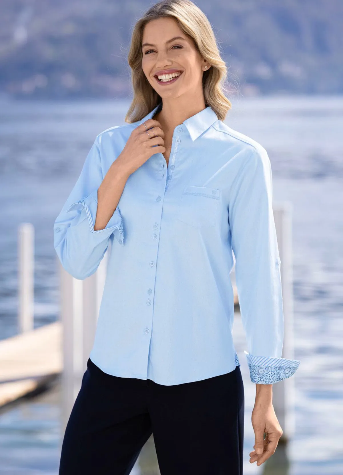 Outlet B/ANCA Bluse mit Hemdkragen BLEU