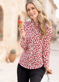 Sale BADER Bluse mit Herzchen WEISS-ROT-SCHWARZ