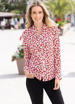 Sale BADER Bluse mit Herzchen WEISS-ROT-SCHWARZ
