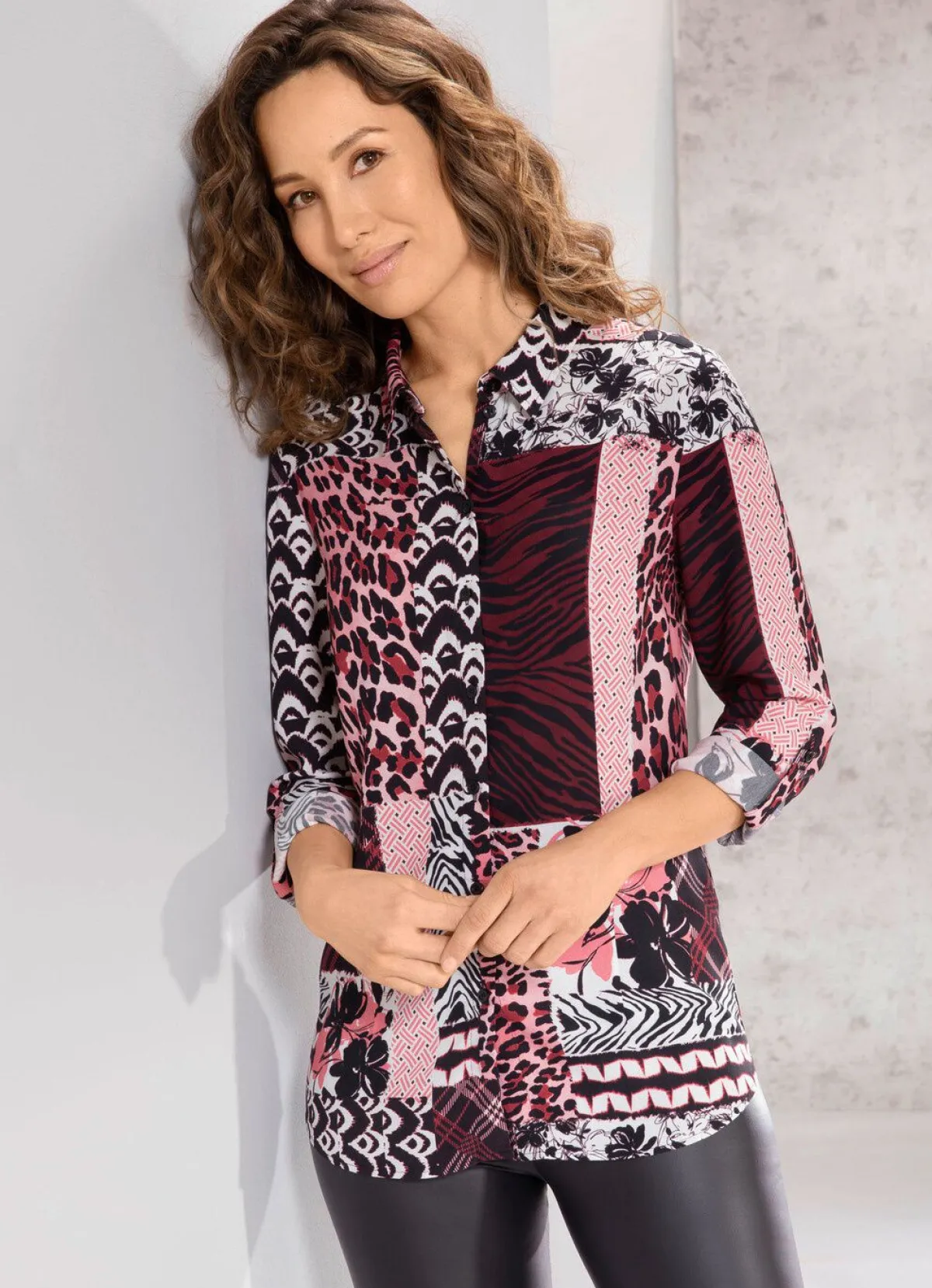 Outlet BADER Bluse mit Inkjet-Druck BORDEAUX-BUNT
