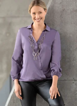 Sale BADER Bluse mit innenliegendem Druckknopf in 2 Farben LILA