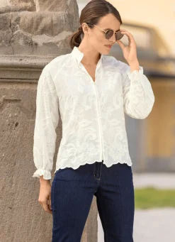 Online B/ANCA Bluse mit Rüschenzier CREMÉ