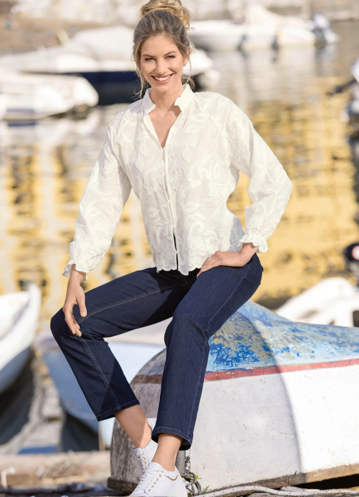 Online B/ANCA Bluse mit Rüschenzier CREMÉ