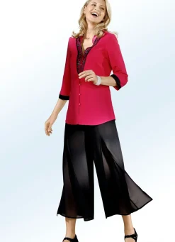 Online BADER Bluse mit schwarzen Applikationen FUCHSIA