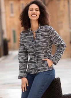 Hot BADER Blusenjacke aus Bouclé MARINE-ECRU-KUPFER-BUNT