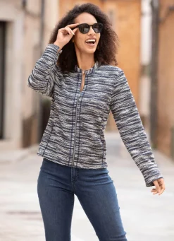 Hot BADER Blusenjacke aus Bouclé MARINE-ECRU-KUPFER-BUNT